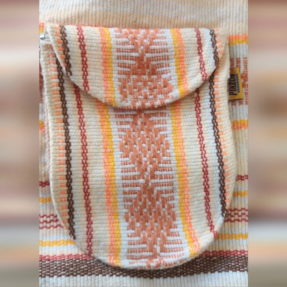 Artesanias Mr Pinzon Orange, Brown and Cream Woven Backpack Bag